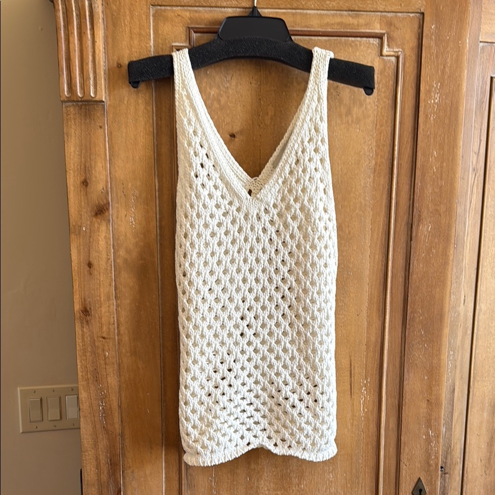 7 For All Mankind Cream knit Cut Out Tank Top